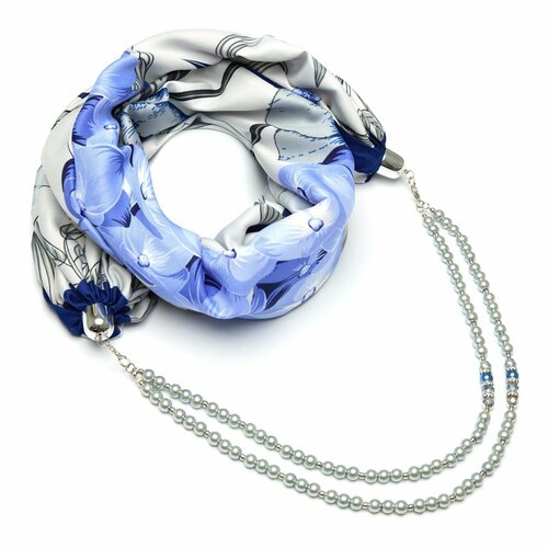 фото Платок foxtrot,90х90 см, белый, серый