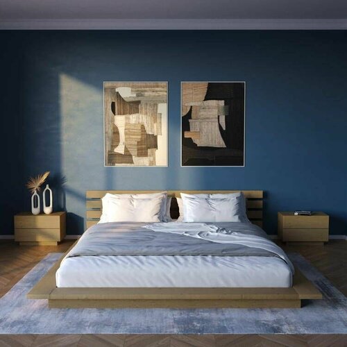 Кровать низкая односпальная 140х200 из массива Чио цвет Орех