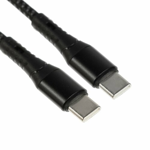 Кабель Type-C - Type-C 3 А 66 W быстрая зарядка тканевая оплётка 1 метр чёрный 414₽