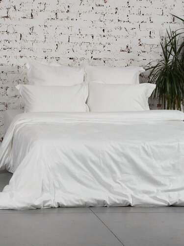 Изображение товара Постельное белье 2 спальное Рояль Вензель белый, сатин жаккард, наволочки 70х70 и 50х70