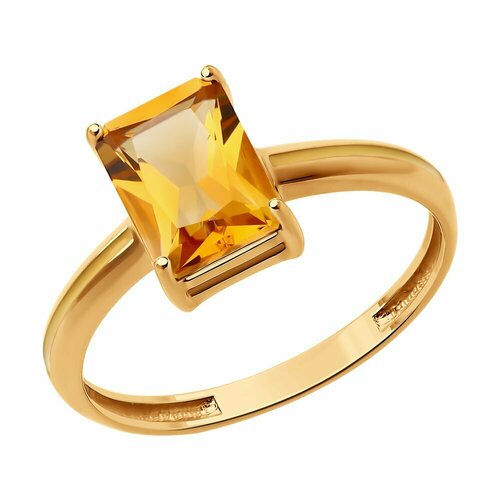 Кольцо Diamant, красное золото, 585 проба, размер 18.5 кольцо цветок с 1 цитрином из красного золота