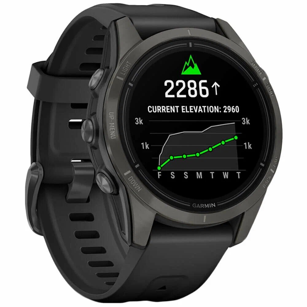 фото Смарт-часы Garmin EPIX Pro Gen 2 42mm Sapphire Carbon Gray DLC Titanium with Black Silicone Band (010-02802-15)