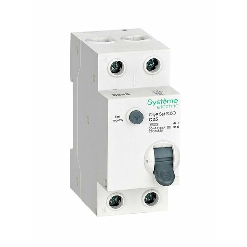 city9 set авт выкл диф тока авдт 1p n с 10а 4 5ka 30ма тип a 230в schneider electric c9d55610 1 шт Дифференциальный автомат (АВДТ) 1P+N С 25А 6kA 30мА Тип-A 230В Systeme Electric City9 Set C9D65625