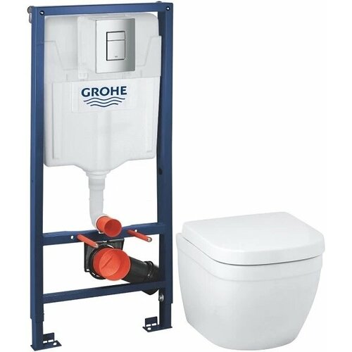 Комплект подвесной унитаз Grohe Euro Ceramic 39206000 + 39330001 + система инсталляции Grohe 38772001 комплект подвесной унитаз grohe euro ceramic 39206000 39330001 система инсталляции grohe 38721001