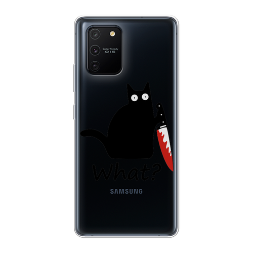 Силиконовый чехол на Samsung Galaxy S10 Lite/A91 / Самсунг S10 Lite/Самсунг A91 Котик с ножом, прозрачный матовый силиконовый чехол на samsung galaxy a91 самсунг a91 папоротник фон 2 черный