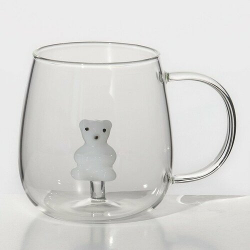 Кружка стеклянная с фигуркой на дне Серен Мишка 350 мл 904₽