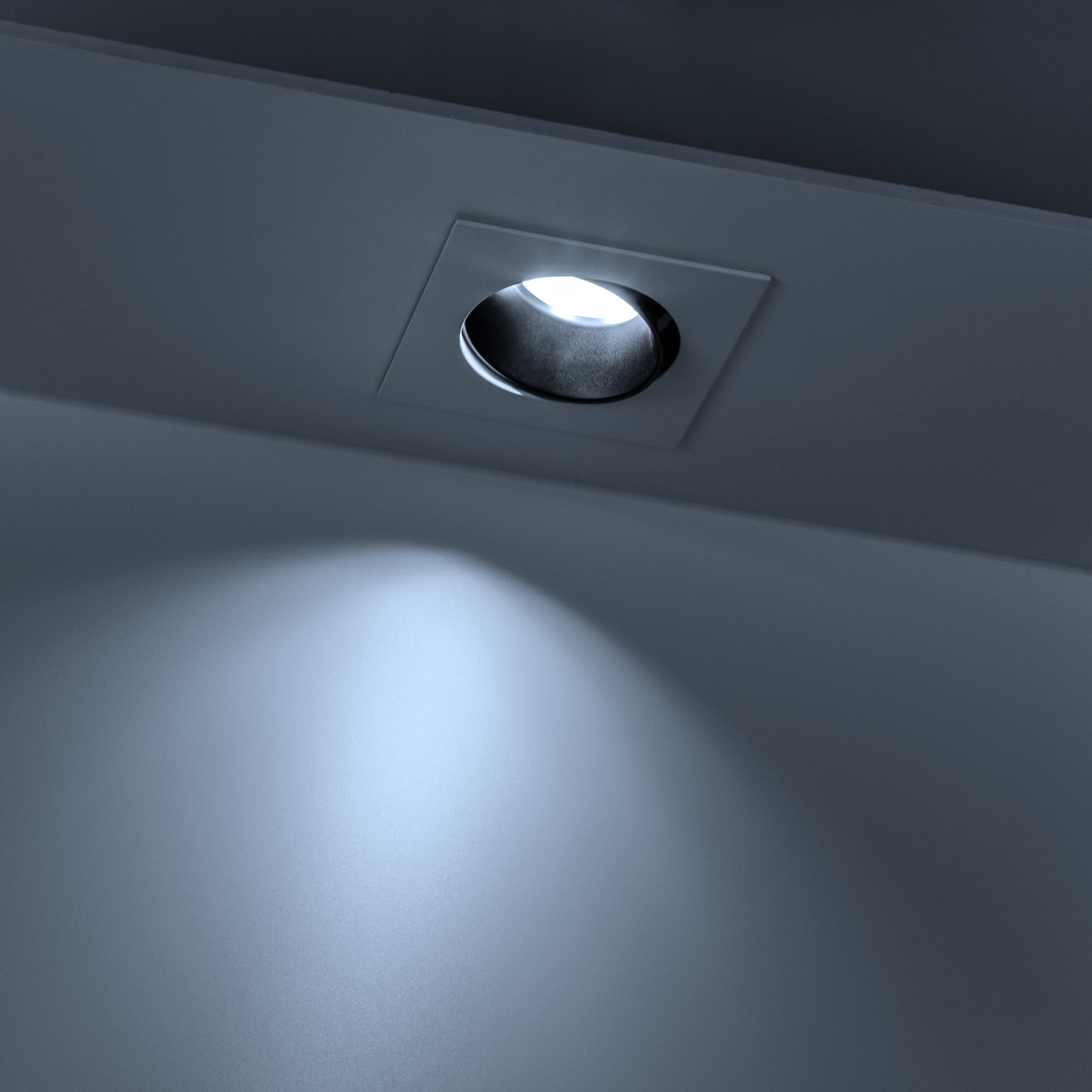 Светильник встраиваемый потолочный Artin, скрытая лампа, 90х90х30мм, монтажное отверстие 75х75мм, GU5.3, алюминий, белый/черный, Ritter, 51430 5