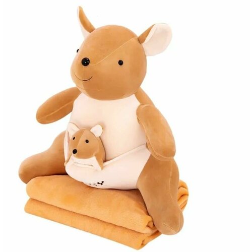 Мягкая игрушка-подушка Кенгуру с детенышем с пледом внутри, 55 см, 3 в 1 мягкие игрушки hansa кенгуру с детенышем 110 см