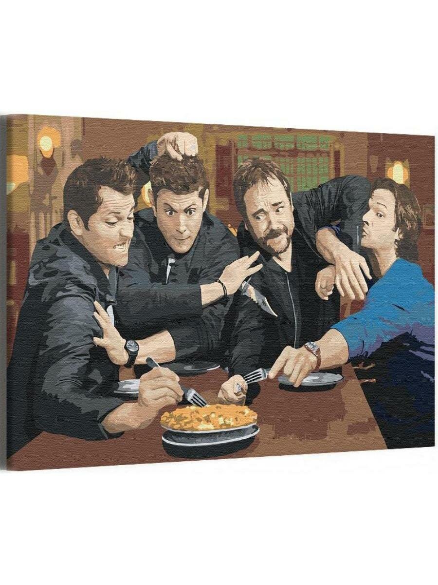 Дин Сэм Кастиэль и Кроули Сверхъестественное Винчестеры Сериалы Раскраска картина по номерам на холсте 40х60