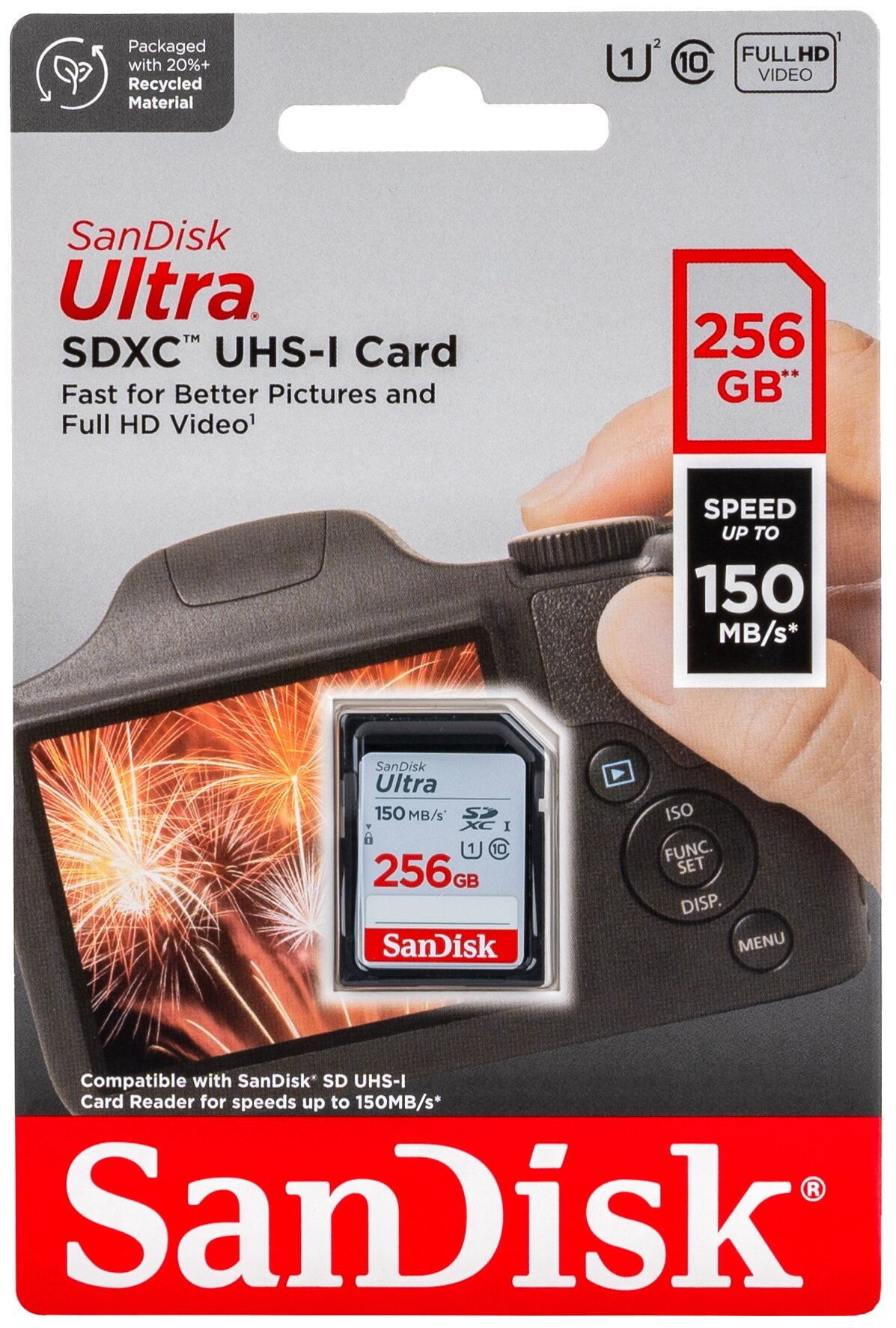 Карта памяти SanDisk SDXC 256ГБ Ultra Class 10 UHS-I U1 (150 Mb/s)