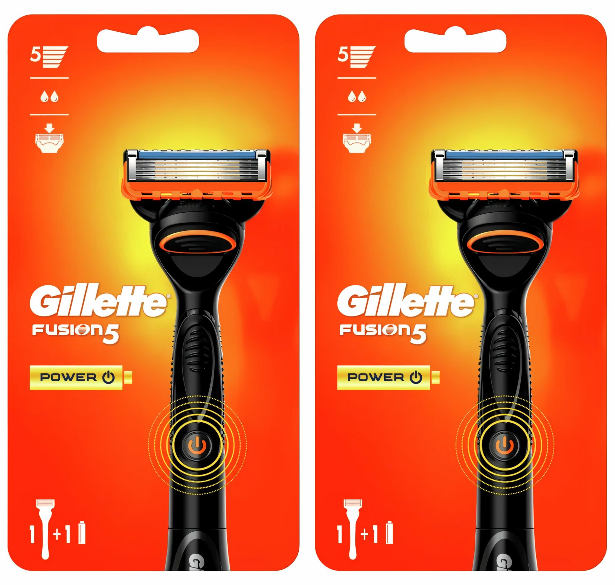 Gillette Станок для бритья Fusion Power Flexball Red, 1 сменная кассета, 2 шт