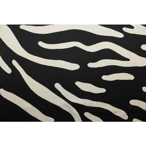 Ткань Шелк-атлас-стрейч Sonia Rykiel черный с белыми морскими огурцами, ш134см, 0,5 м