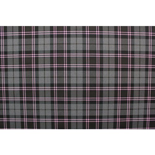 Ткань костюмная чёрно-серо-розовая в клетку, 220 г/пм, ш148см, 0,5 м