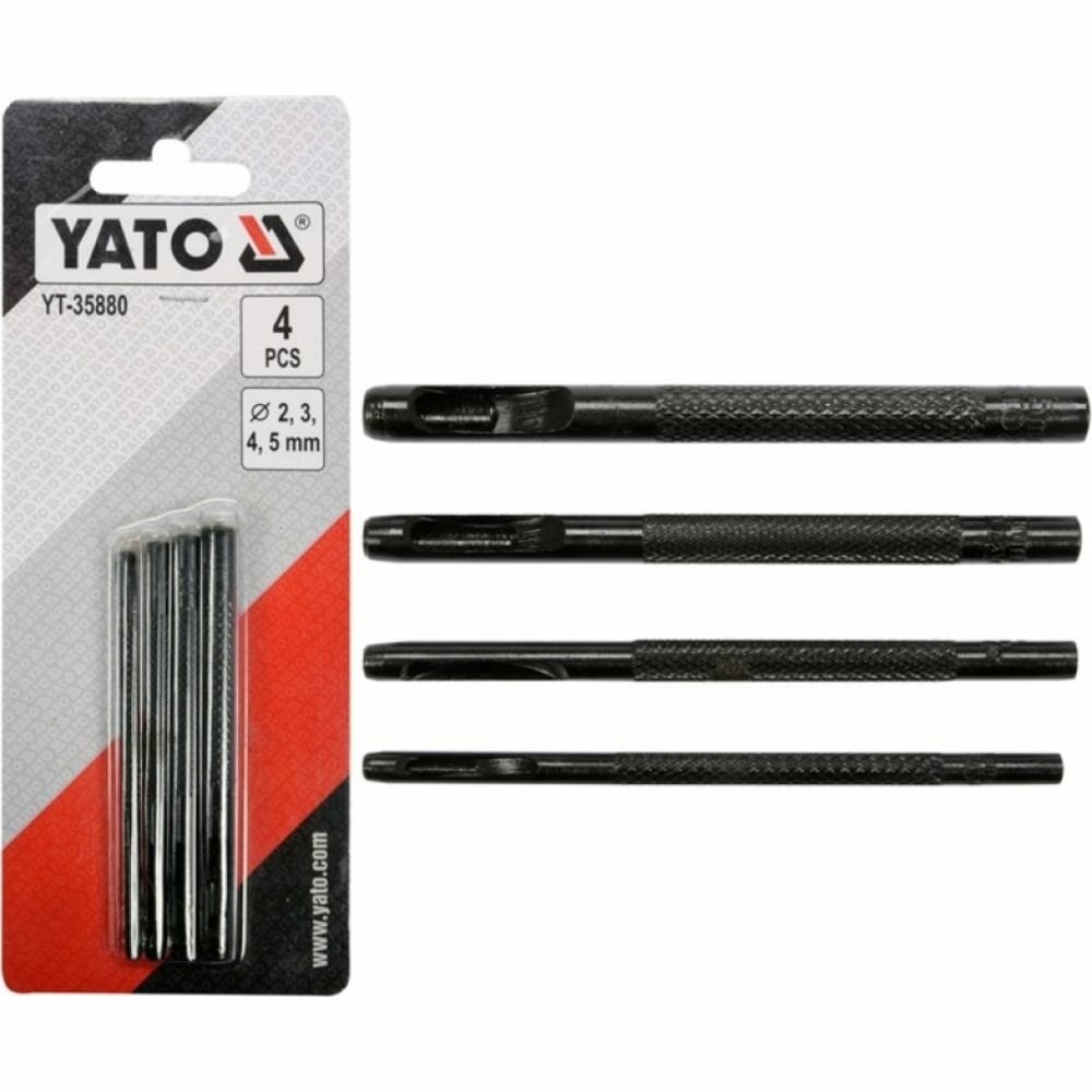 YATO Набор пробойников для кожи 2,3,4,5мм 4 предмета YT-35880