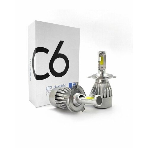 Светодиодные лампы Led C6 H4 (ближний, дальний свет) 6000k, 36w, 12V, комплект 2 шт.