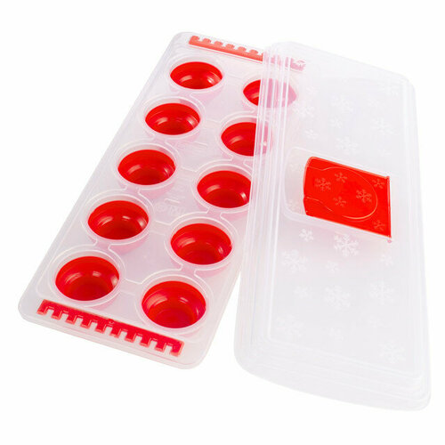 Форма для льда attribute 10 ячеек 305х11х3см с крышкой и клапаном пластик силикон 699₽