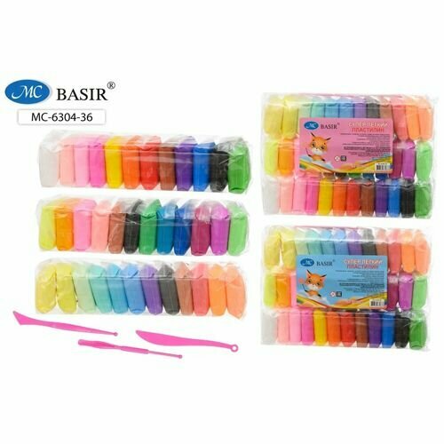 Воздушный пластилин Basir Лисенок 36цв полиэтиленовая упаковка инструменты для лепки МС-6304-36 549₽
