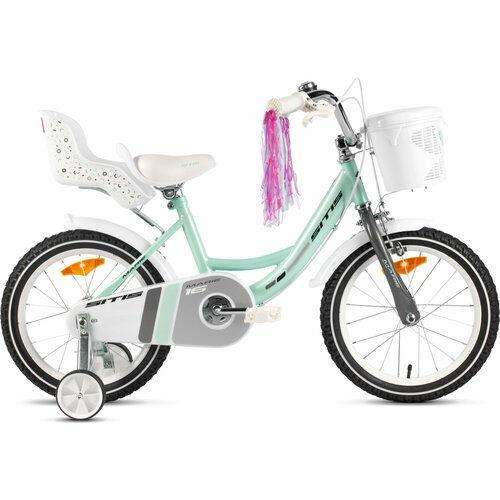 Велосипед Sitis Marie 16 2024 детский для девочек стальная рама с барабанными тормозами 1 скорость для роста 110-125 см цвет Mint 1536500₽