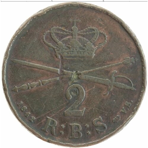 Клуб Нумизмат Монета 2 скиллинга Дании 1842 года Медь Христиан VIII