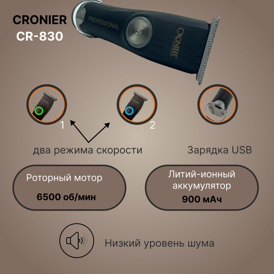 Триммер для волос CRONIER CR-830, Электробритва, профессиональная машинка для окантовки