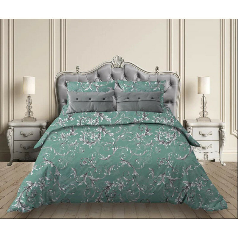 фото Пододеяльник 200х220 см поплин Валенсия бирюзово-зеленый