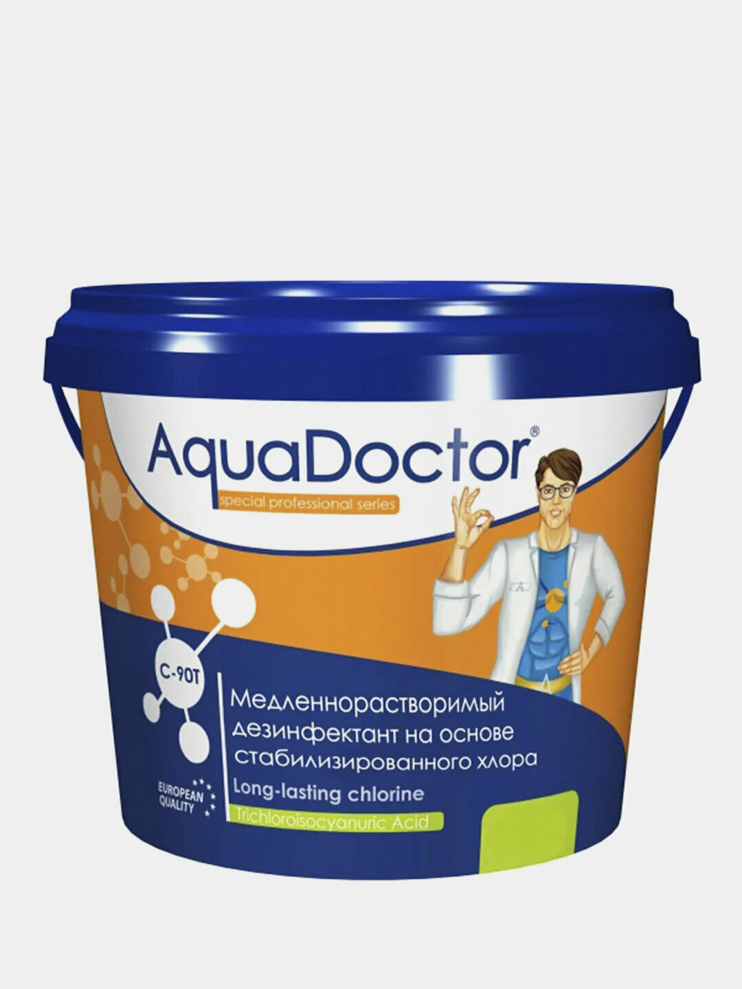 Хлор Медленнорастворимый дезинфектант AquaDoctor C-90-T 1 кг