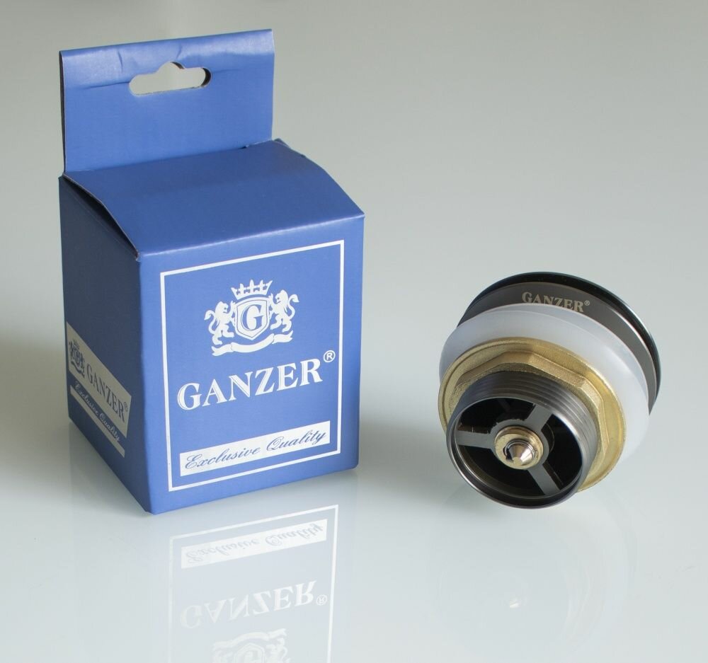 Донный клапан на ванну 1"1/2 (графит) GANZER