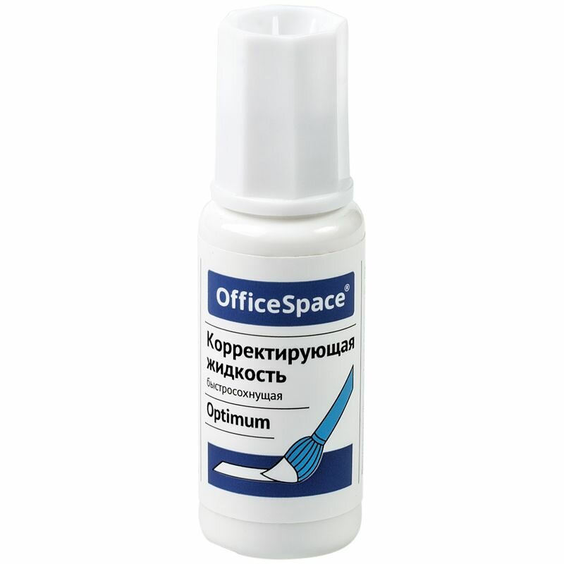 Корректирующая жидкость OfficeSpace "Optimum", 15 мл, на химической основе, с кистью
