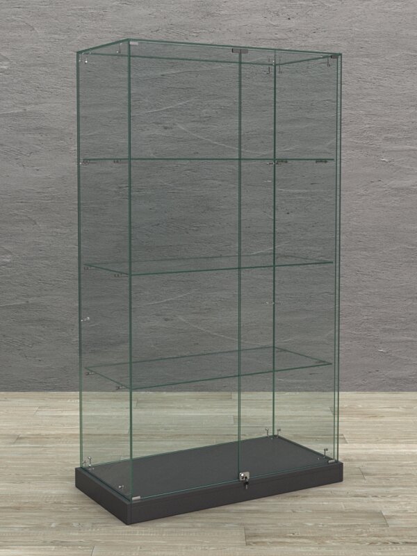Витрина стеклянная "краса ХИТ продаж" №5 (с дверками, задняя стенка - стекло), Черный 90 x 45 x 160 см