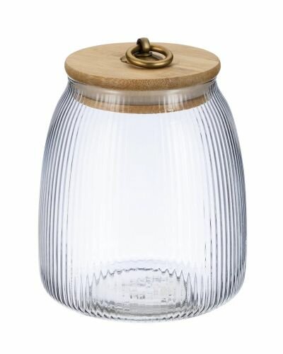 фото Банка Regent Inox Linea LANTERN стеклянная с бамбуковой крышкой, 950 мл 93-HO-LA-01-950
