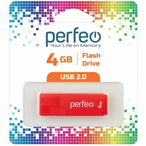 USB 2.0 накопитель C04 4GB Red perfeo c04 pf c04rt016 флешка usb flash