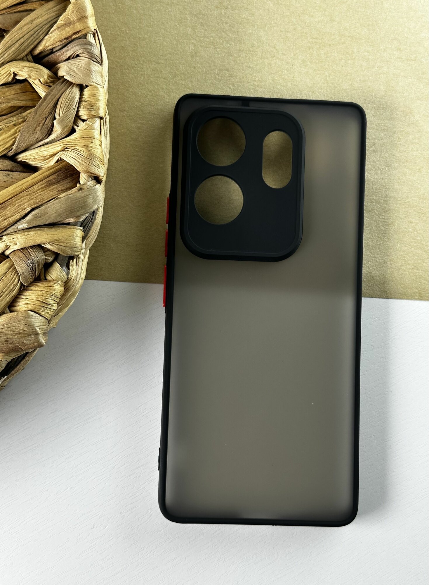 Чехол на Infinix Zero 30 4G /Чехол на Инфиникс Зеро 30 4g противоударный, с защитой камеры, матовый, черный — фото 1