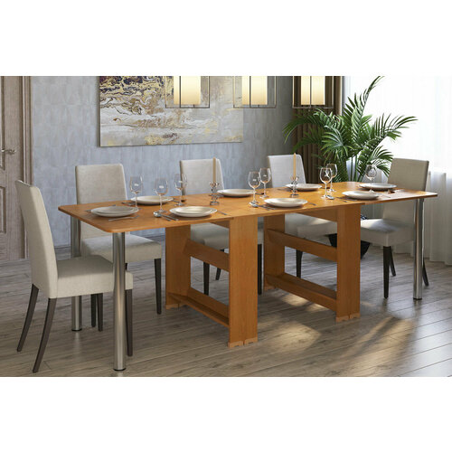 Стол-книжка со скругленной столешницей длиной 2,5 метра МагМебель Ральф-16/250 груша