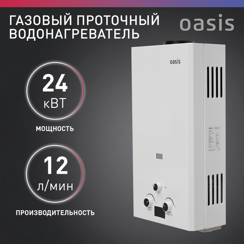 Проточный газовый водонагреватель Oasis OR-24W, белый водонагреватель oasis or 16s