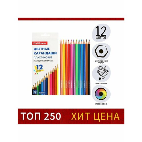 Пластиковые цветные карандаши 12 цветов 316₽