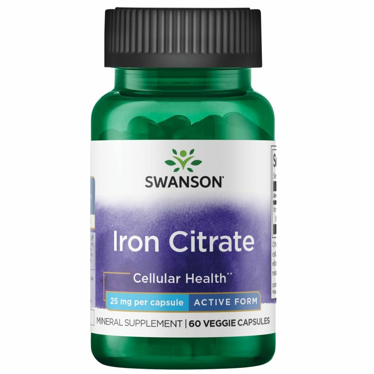 Лекарства От Анемии Железо цитрат США Swanson Iron Citrate 25 мг. 60 веган капсул