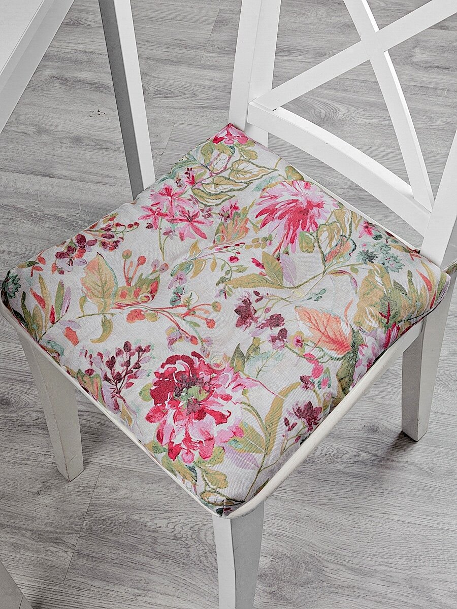фото Подушка на стул /40*40 см /на завязках / хлопок /для кухни, зала, гостиной, беседки/ Амели / Altali