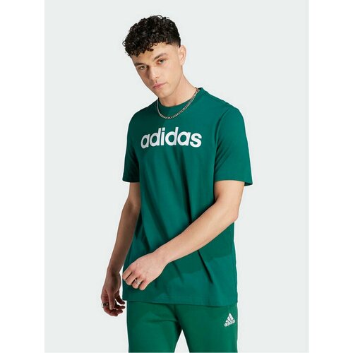 футболка adidas logo embroidered pullover round neck short sleeve black t shirt черный Футболка adidas, размер XXL [INT], зеленый