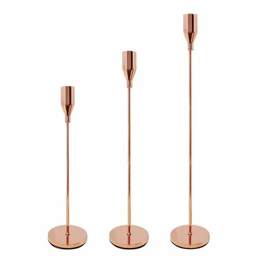 Подсвечники Пашкин Дом, набор из 3 шт, розовое золото, классика, металлические