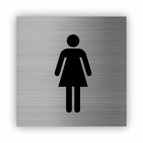 Женский туалет табличка Point 112*112*1,5 мм. Серебро стрелка направления 90° табличка spot 112 112 1 5 мм серебро