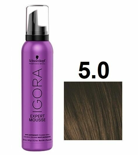Igora Expert Mousse Краситель для волос 5/0 светлый коричневый натуральный 100мл