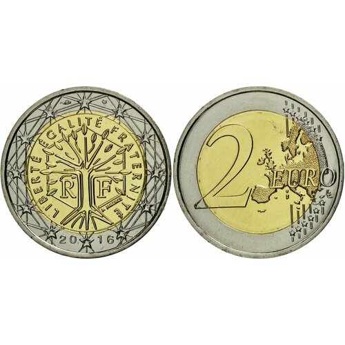 Франция 2 евро, 2007-2021 XF