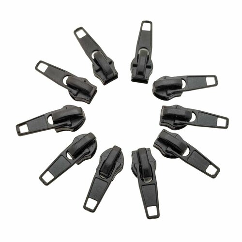 Бегунок для обувных молний 10 шт Тип 7 на витую пластиковую молнию классический черный 309₽