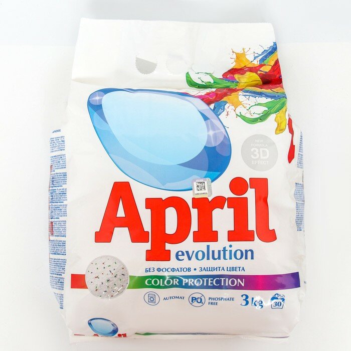 Стиральный порошок April Evolution, Color, Protection, автомат, для стирки цветного, 3 кг