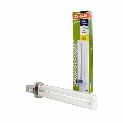 5штуп Лампа Люминесцентная Dulux 11Вт 220V G23 CFL S 900Лм 3000К D-12mm L-237mm Энергосберегающая Свет Теплый белый OSRAM уп 5шт 2990₽
