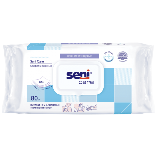 Seni Care Влажные салфетки Сени обогащенные витамином Е и аллантоином 80 штук