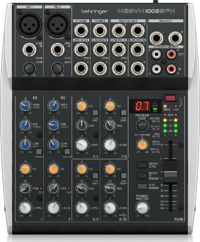 Микшерный пульт Behringer Xenyx 1002SFX, 10 канал, USB, процессор эффектов