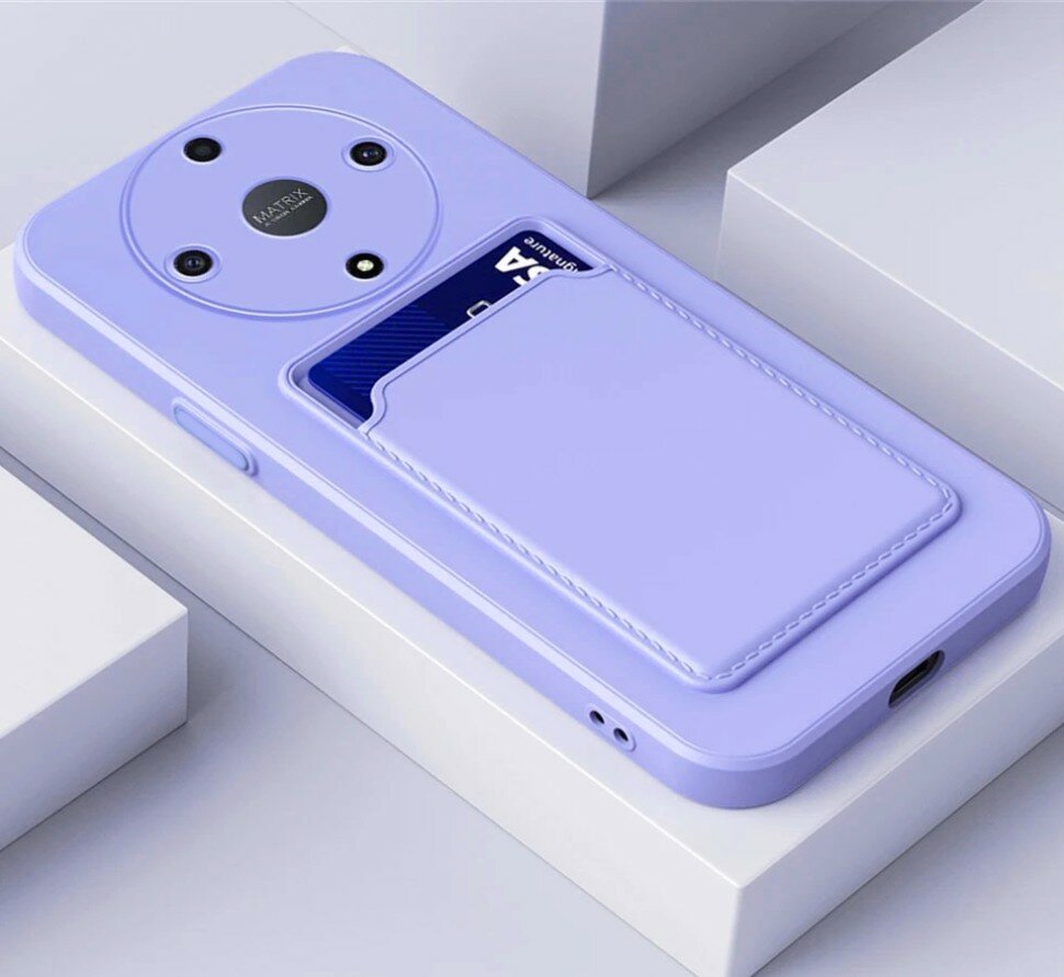 фото Накладка силиконовая Soft Touch для Honor X9a / Honor Magic5 Lite 5G с кардхолдером чёрная