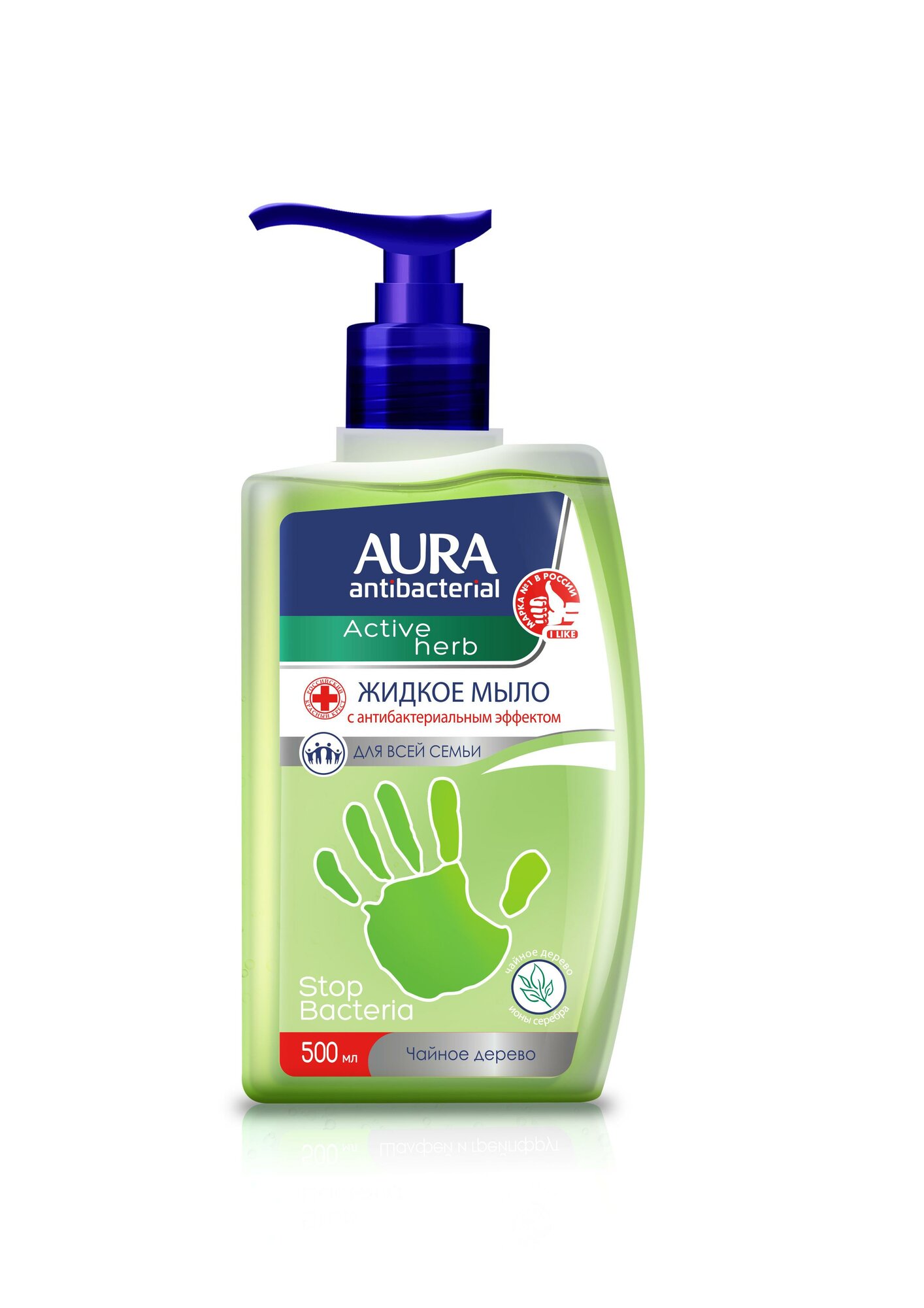 Жидкое мыло для рук Aura антибактериальное, 500 мл, чайное дерево