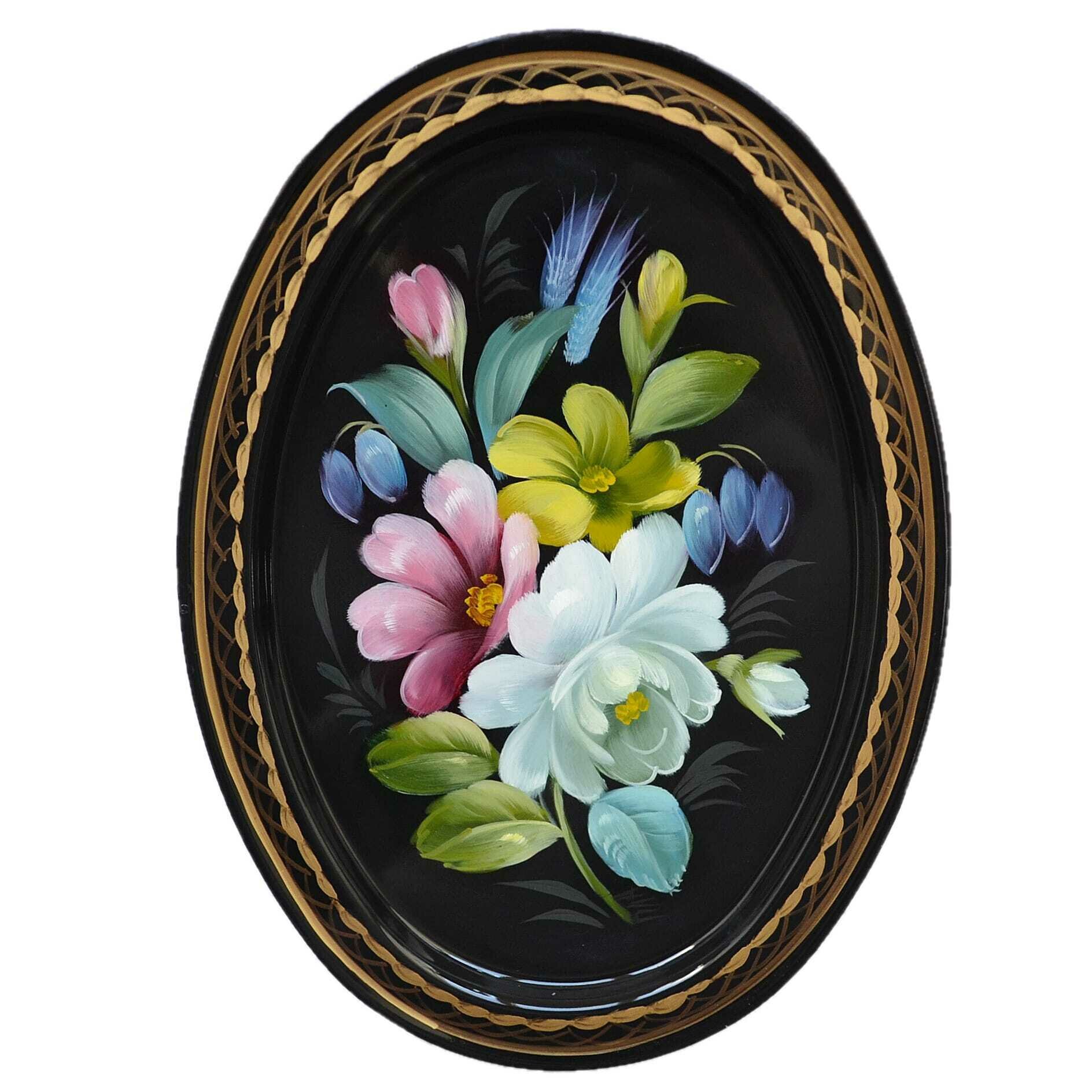 фото Жостовская фабрика декоративной росписи Жостовский поднос декоративный, размер 17х12 см (A2), металлический